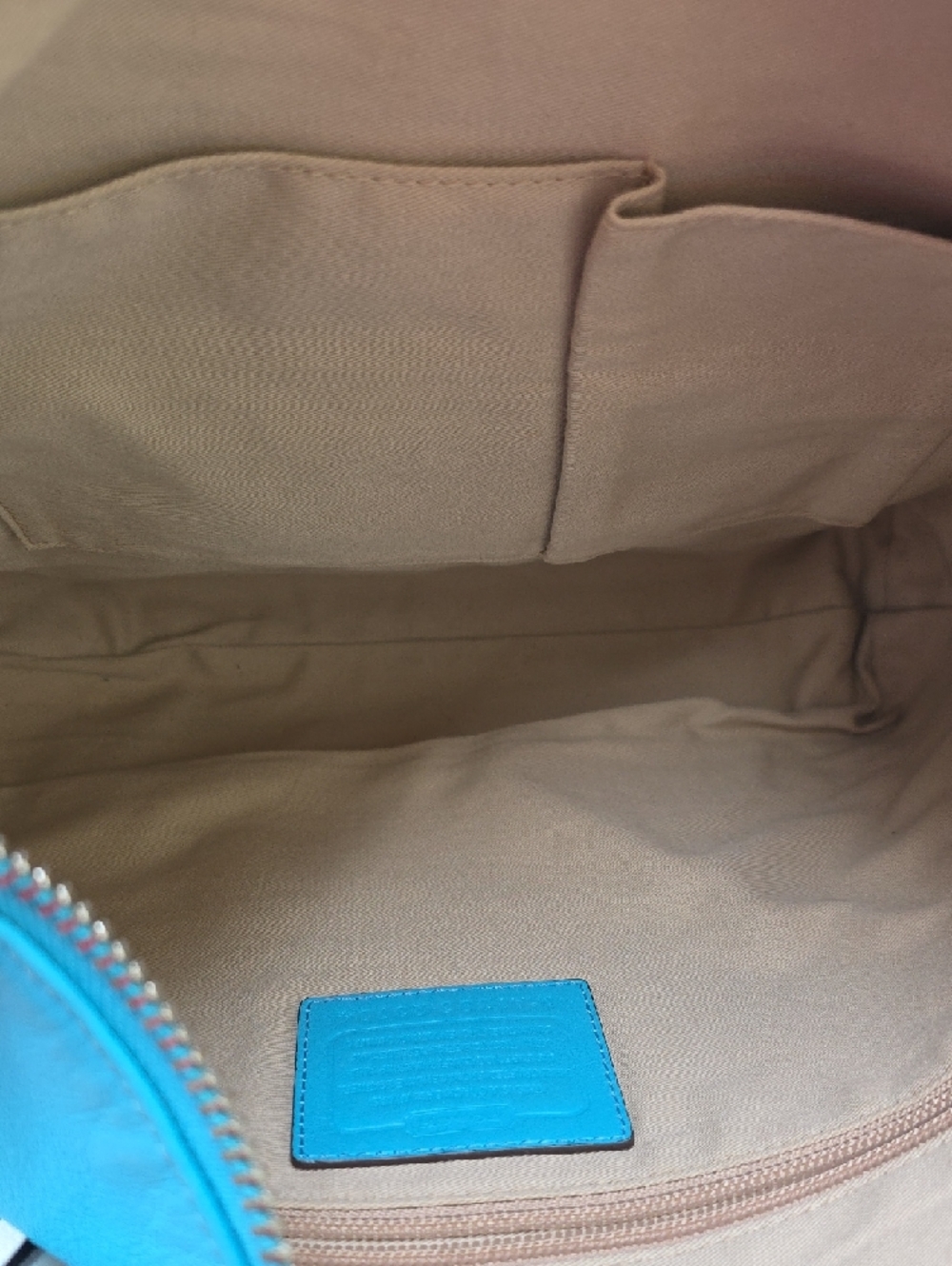 Coach Turquoise Shoulder Bag with Pearl & Chain Details - Picture 11 of 16